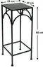 A black metal plant stand with dimensions indicated by text overlays. Náhled obrázku produktu