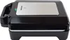 A black waffle maker with a silver top is shown from the side against a white background. Náhled obrázku produktu