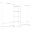 A white metal clothing rack with multiple shelves and hanging rods, presented against a plain white background. Produktbild-Vorschau