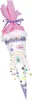 A decorated cone-shaped school bag with a rainbow and cloud motif. Produktbild-Vorschau
