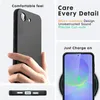 A hand holding a black phone case, with marketing text and an image of a phone charging wirelessly. Produktbild-Vorschau