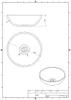 Technical drawing of a ceramic washbasin with dimensions and different views. Náhľad obrázku produktu