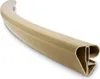 A curved, beige-colored handrail profile with a ribbed texture on top, shown against a white background. Produktbild-Vorschau
