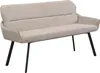 A studio shot of a beige bench with black legs against a white background. Produktbild-Vorschau