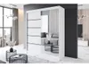 A modern living room with a large sliding door wardrobe, a sofa, and coffee tables. Produktbild-Vorschau