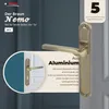A marketing image showcasing a bronze-colored door handle set with text and branding. Produktbild-Vorschau