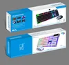 Two product boxes for a keyboard and mouse combo, displayed side-by-side against a gray background. Produktbild-Vorschau