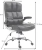 A black office chair with dimensions indicated by measurement lines and text. Produktbild-Vorschau