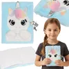 Plüsch-Notizbuch mit Einhorn-Motiv für Mädchen, Tagebuch Produktbild-Vorschau 1