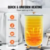 A product image showcasing a towel warmer with text overlays highlighting its features. Voir les images du produit