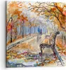 Bild auf Leinwand - Leinwandbild - Path Bench Herbst Frau - Produktbild-Vorschau 1