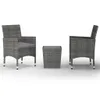 3-tlg. Bistro-Set Poly Rattan und Hartglas Grau Produktbild-Vorschau 1