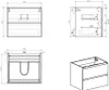 Technical drawings and dimensions of a bathroom vanity. Produktbild-Vorschau