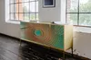 KAWOLA Sideboard LAGO 4 Türen Glas grün Fuß Edelstahl Produktbild-Vorschau 2