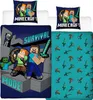 A Minecraft-themed bedding set with two pillowcases and a duvet cover, featuring characters and game elements. Produktbild-Vorschau