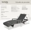 Chaise longue en rotin et aluminium Océane - gris Voir les images du produit 6