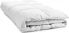 A white duvet folded on a white background.