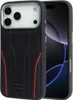 A black Audi R8 phone case with red accents and the Audi logo is shown next to an iPhone. Voir les images du produit