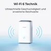 A white Reolink device with Wi-Fi signals emanating from it, set against a light blue gradient background. Produktbild-Vorschau