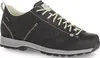 A black low-top hiking shoe with a gray sole and white laces. Voir les images du produit