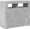 A concrete-effect sideboard with two doors and two open shelves on top. Anteprima dell’immagine prodotto