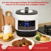 A multicooker is shown on a kitchen counter with food and ingredients around it. Produktbild-Vorschau
