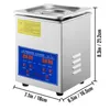 A product shot of an ultrasonic cleaner with dimensions indicated. Voir les images du produit
