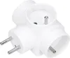 A white electrical adapter with three sockets and two plugs. Anteprima dell’immagine prodotto