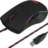 A black gaming mouse with RGB lighting and a braided cable is shown against a white background. Anteprima dell’immagine prodotto