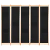 A room divider with five black panels and a wooden frame, presented against a white background. Náhled obrázku produktu