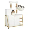 Kratzbaum mit Katzenklo-Schrank, 121 cm Katzenschrank, Weiß Produktbild-Vorschau 1