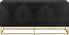 A black sideboard with a gold base is shown against a white background. Voir les images du produit