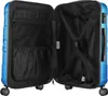 The inside of an open blue suitcase. Voir les images du produit
