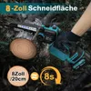 A person is using a cordless chainsaw to cut a branch in an outdoor setting. Podgląd zdjęcia produktu