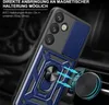 A close-up of a blue and black phone case with a ring holder, attached to a car vent mount. Produktbild-Vorschau