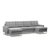 A gray sectional sofa with a chaise lounge on both sides, shown from the front on a white background. Produktbild-Vorschau