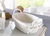 corbeille à pain ovale en osier, blanc, avec intérieur en Voir les images du produit 1
