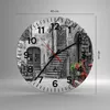 Wanduhr - Rund - Glasuhr - Rot Fahrrad Allee - 40x40cm - Produktbild-Vorschau 3