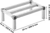A silver aluminum shelving unit with dimensions indicated by text overlays. Anteprima dell’immagine prodotto