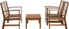 A wooden garden lounge set with two chairs and a coffee table, presented on a white background. Náhled obrázku produktu