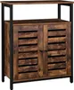 A product shot of a dark brown wooden cabinet with a metal frame, set against a white background. Produktbild-Vorschau
