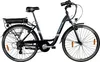 A black electric bicycle is shown against a white background. Produktbild-Vorschau