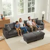 Merax 4-Sitzer Ecksofa U-förmiges, Cord-Sofa mit 2 Hockern, Produktbild-Vorschau 1