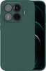 A dark green smartphone case is shown from the back, with a partial view of the phone's screen on the right. Produktbild-Vorschau