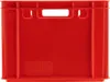 A red plastic crate is shown from the front on a white background. Produktbild-Vorschau