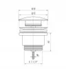 Technical drawing of a sink drain with dimensions. Náhled obrázku produktu