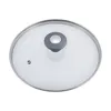 A top-down view of a glass pot lid with a silver rim and a gray handle. Náhľad obrázku produktu