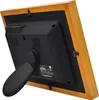 The back of a digital photo frame with a wooden bezel, showing the stand and ports. Anteprima dell’immagine prodotto