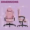 A diagram showing the dimensions of a pink gaming chair. Podgląd zdjęcia produktu