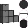 vidaXL Scaffale a cubi con 6 contenitori Nero 103x30x72,5 Anteprima dell’immagine prodotto 12